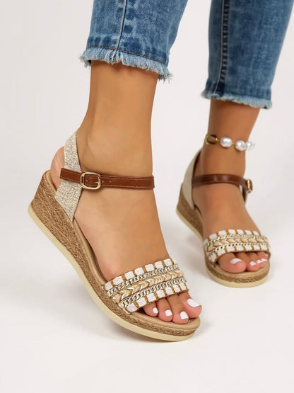 Women's Woven Cushioned Wedge Sandals