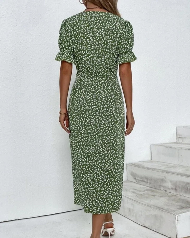 Women's V-Neck Casual Summer Midi Dress