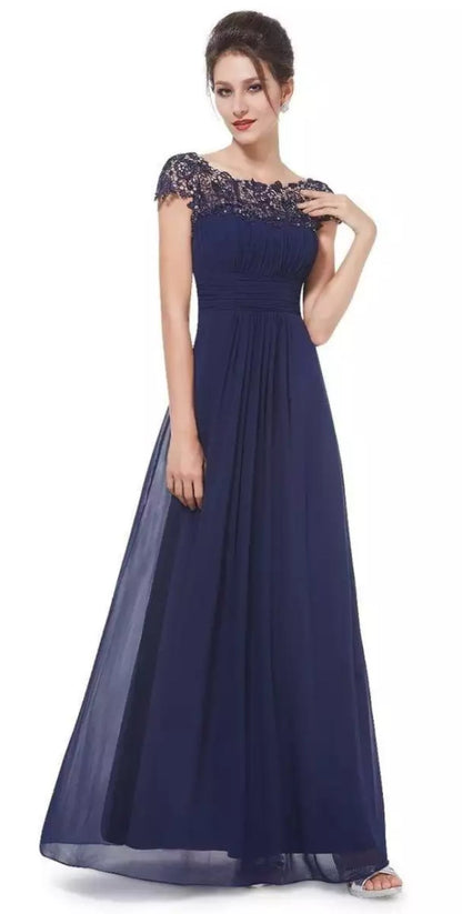 Women's Lace A-Line Wedding Guest Maxi Dress