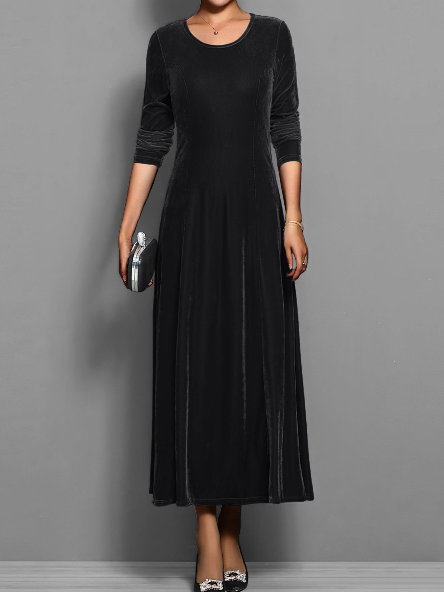 Women's Velvet Evening Midi Dress