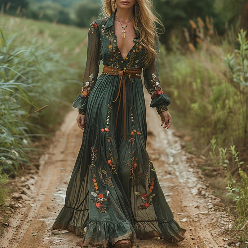 Women's Bohemian Floral Maxi Dress
