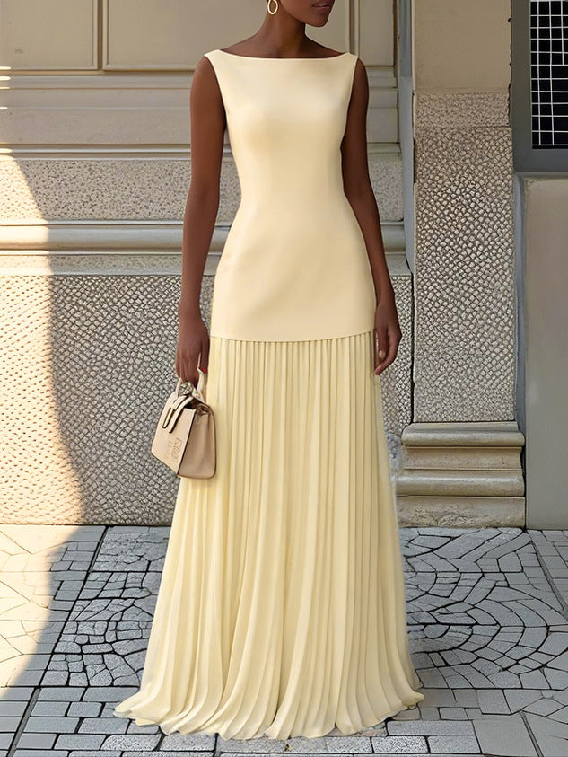 Women's Pleated Evening Maxi Dress