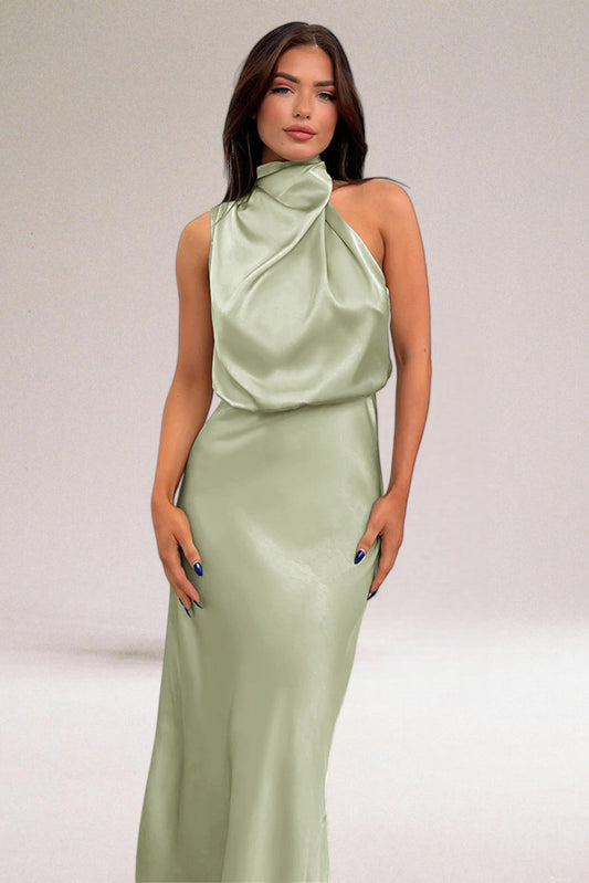 Women's Halter Neck Evening Midi Dress