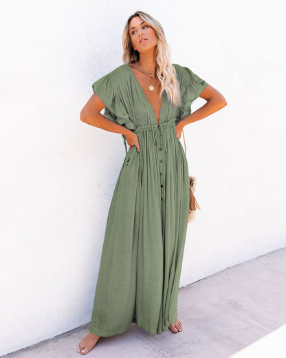 Women's Boho Wrap Vacation Cover-Up Dress