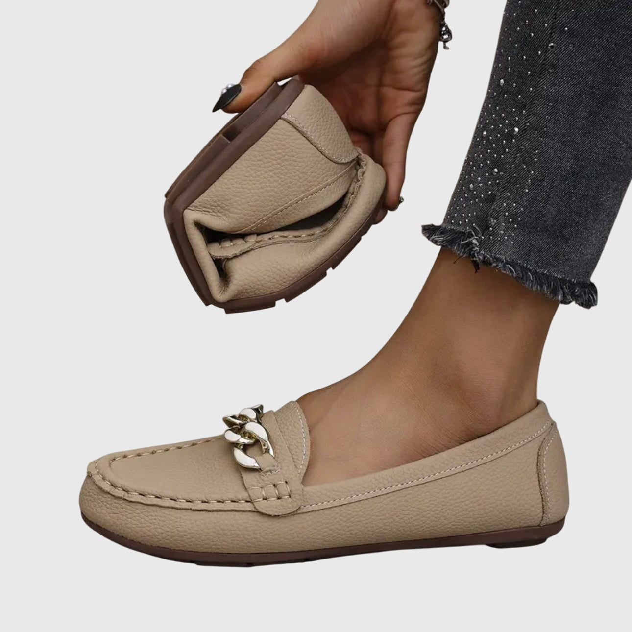 Women's Slip-On Loafers with Chain Detail