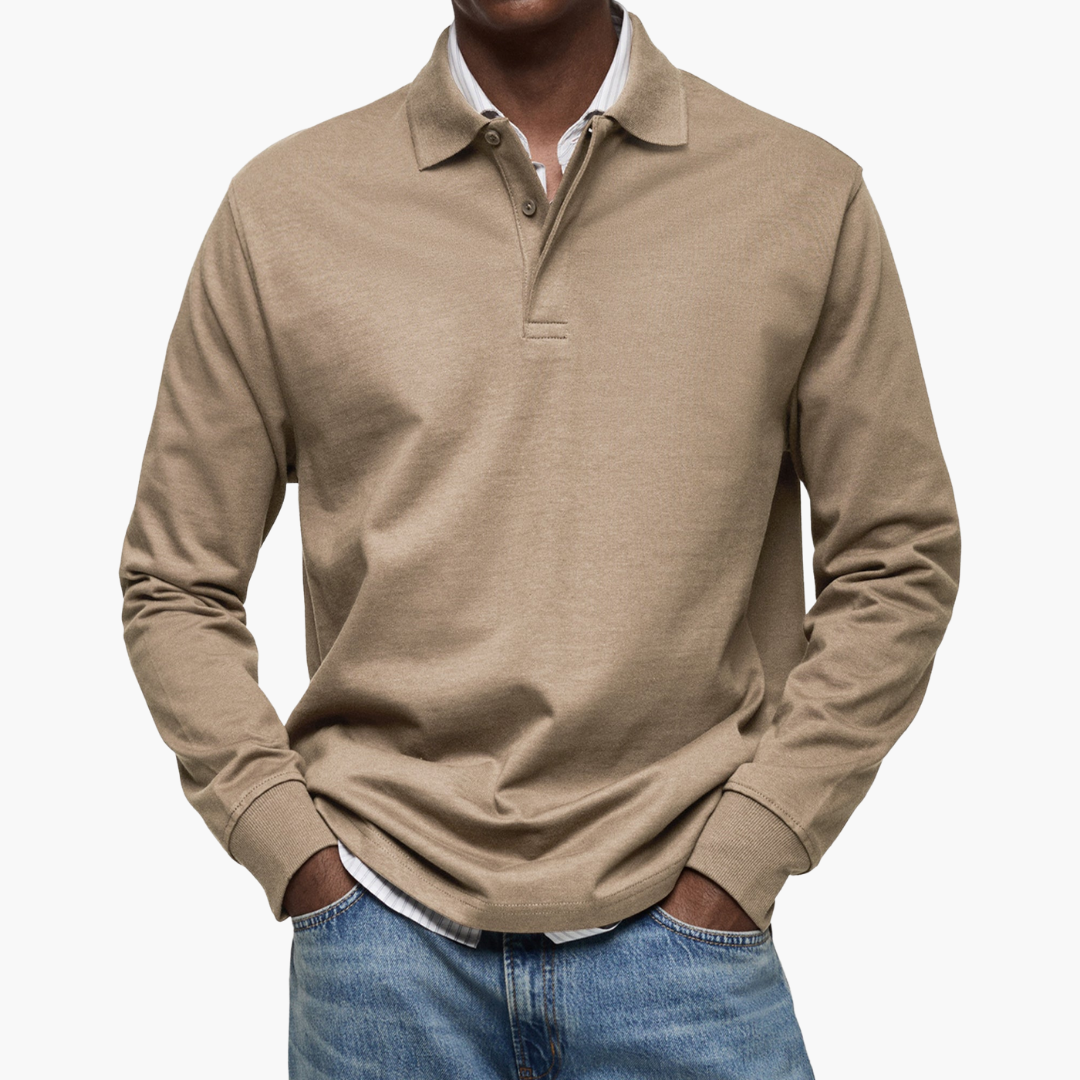 Liam Elegant Men's Long Sleeve Casual Polo Shirt