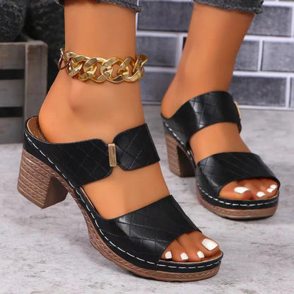 Women's Arch Support Block Heel Flat Sandals