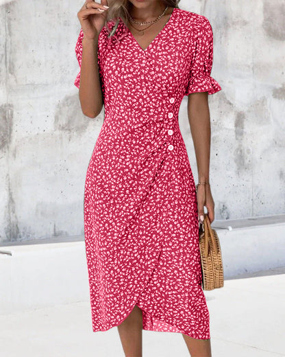 Women's V-Neck Casual Summer Midi Dress