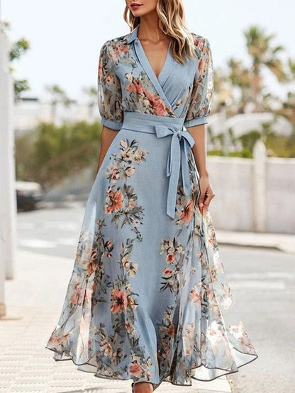 Women's V-Neck Flowy Midi Dress