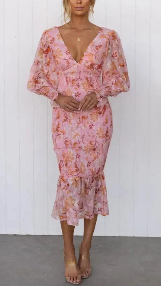 Women's Floral Evening Wedding Guest Maxi Dress