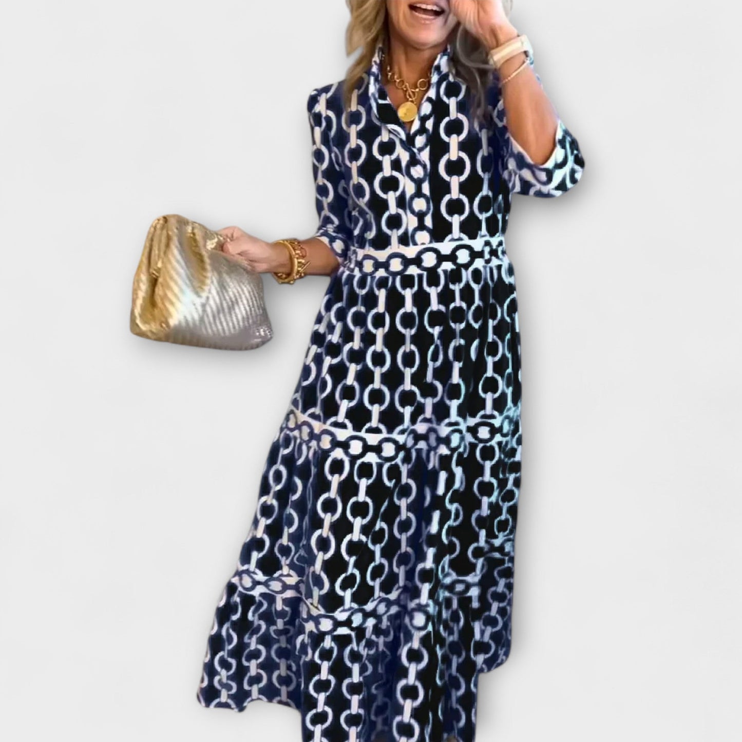 Women's Chain Pattern Day-to-Dinner Midi Dress