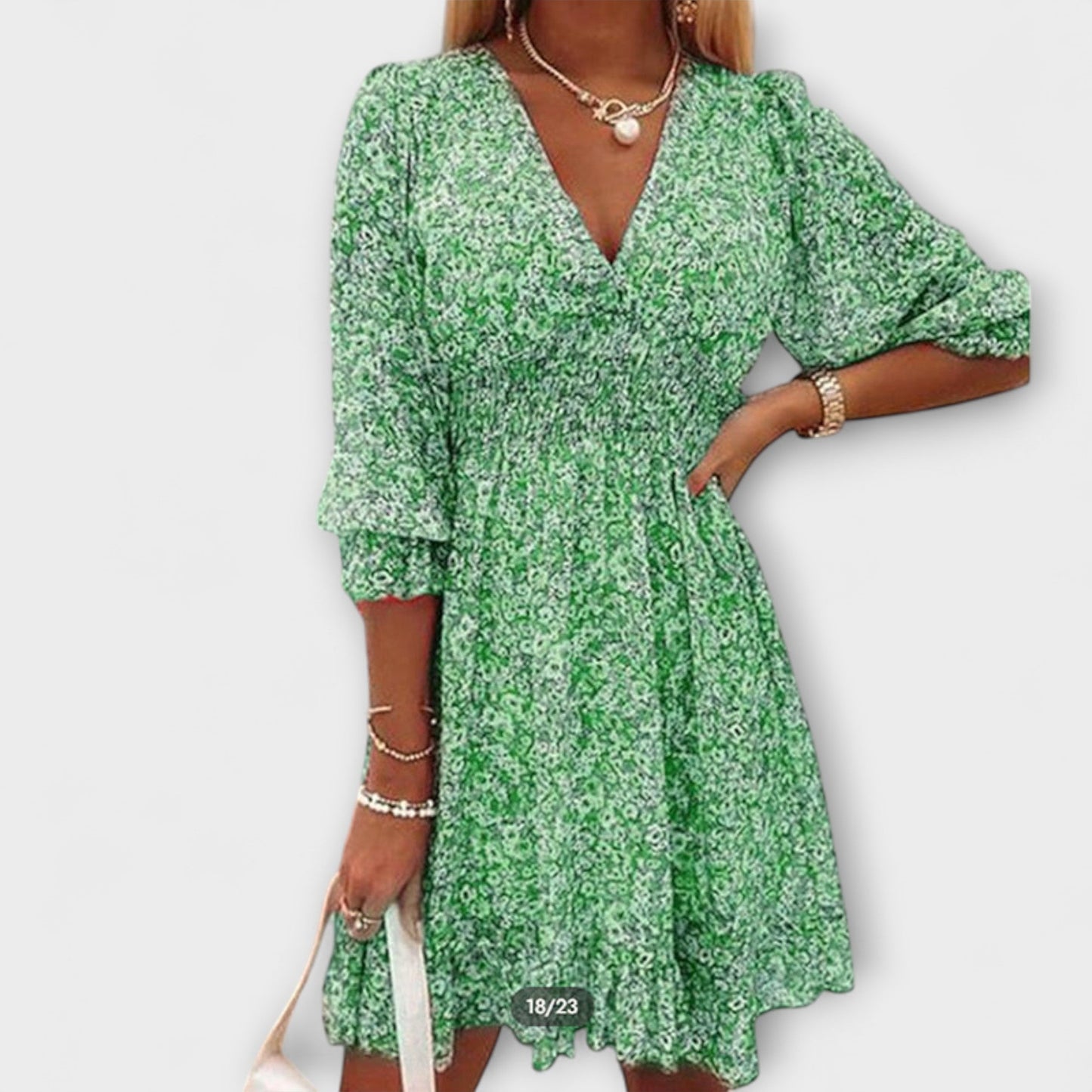 Women's Floral Puff Sleeve Summer Midi Dress