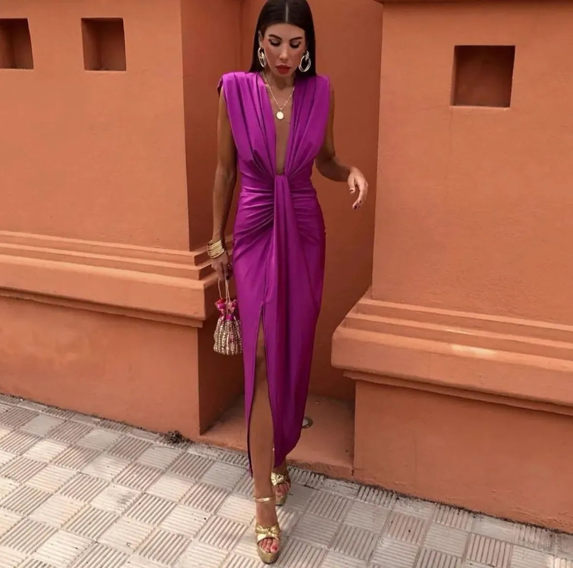 Women's Pleated Everyday Midi Dress