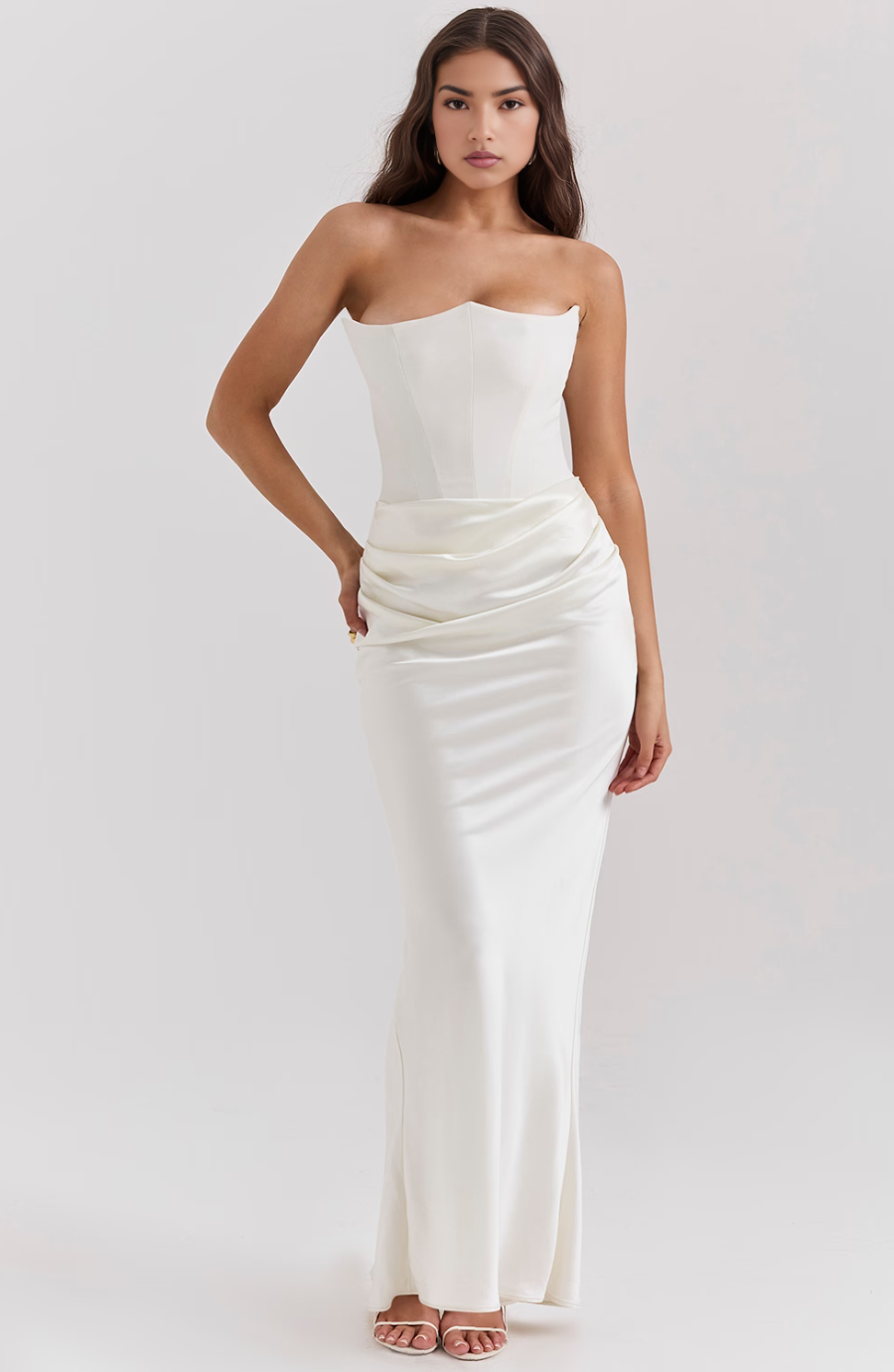 Women's Lace Strapless Evening Maxi Dress