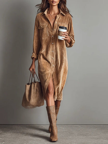 Women's Flared Hem Polished Evening Midi Dress