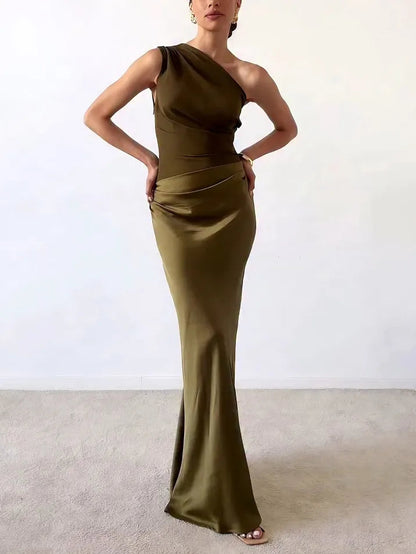 Women's One-Shoulder Party Maxi Dress