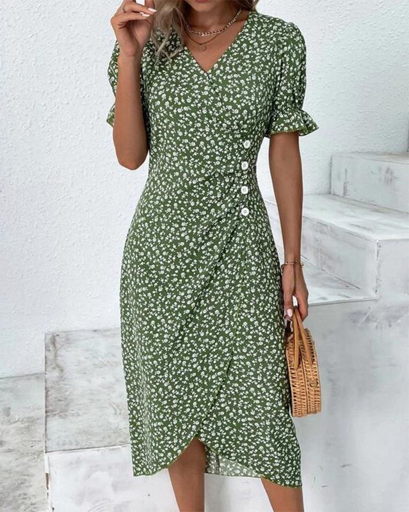 Women's V-Neck Casual Summer Midi Dress