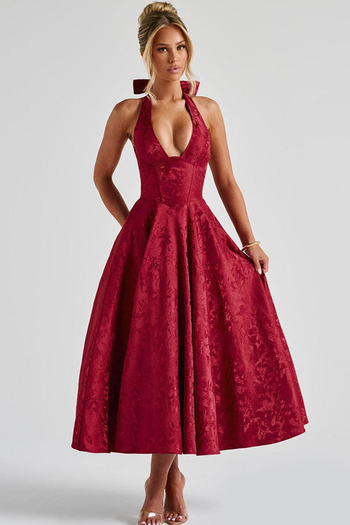 Women's Jacquard Formal Evening Maxi Dress
