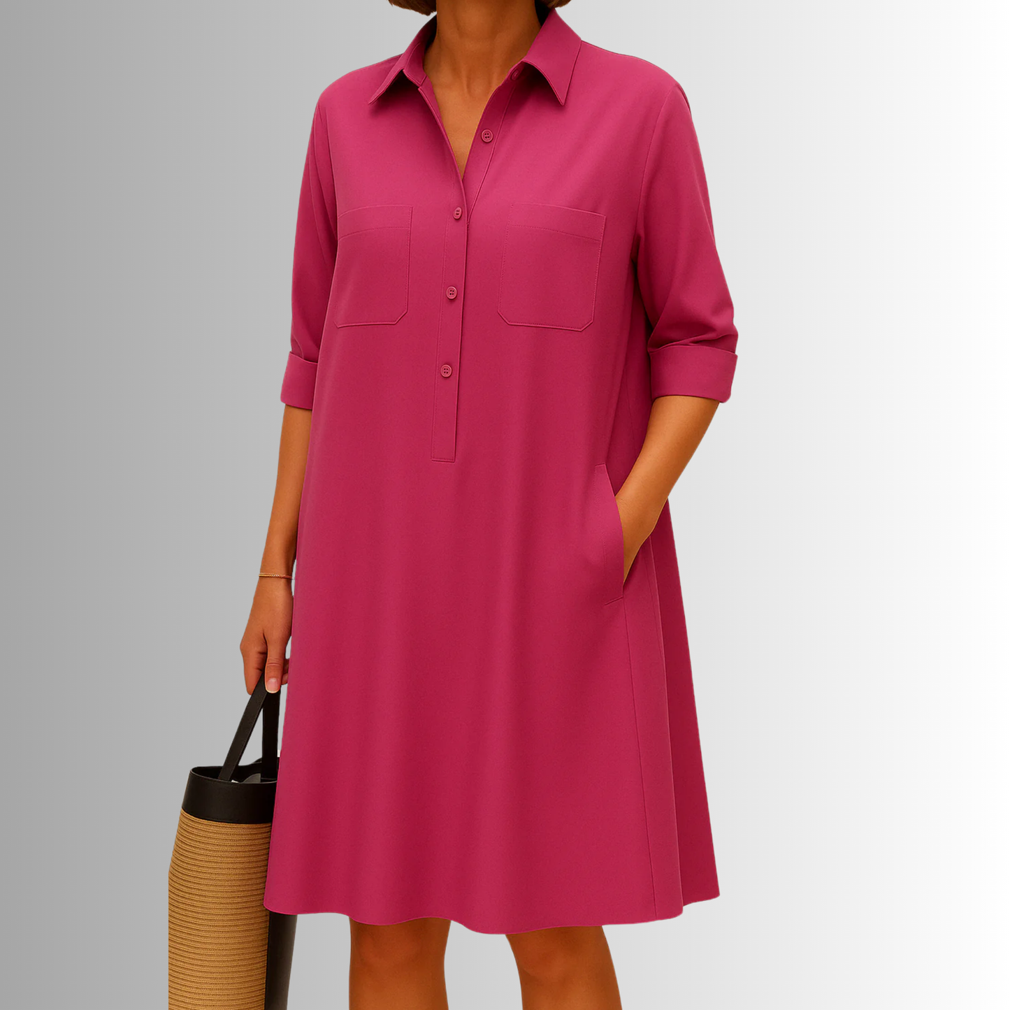 Women's A-Line Button Summer Dress