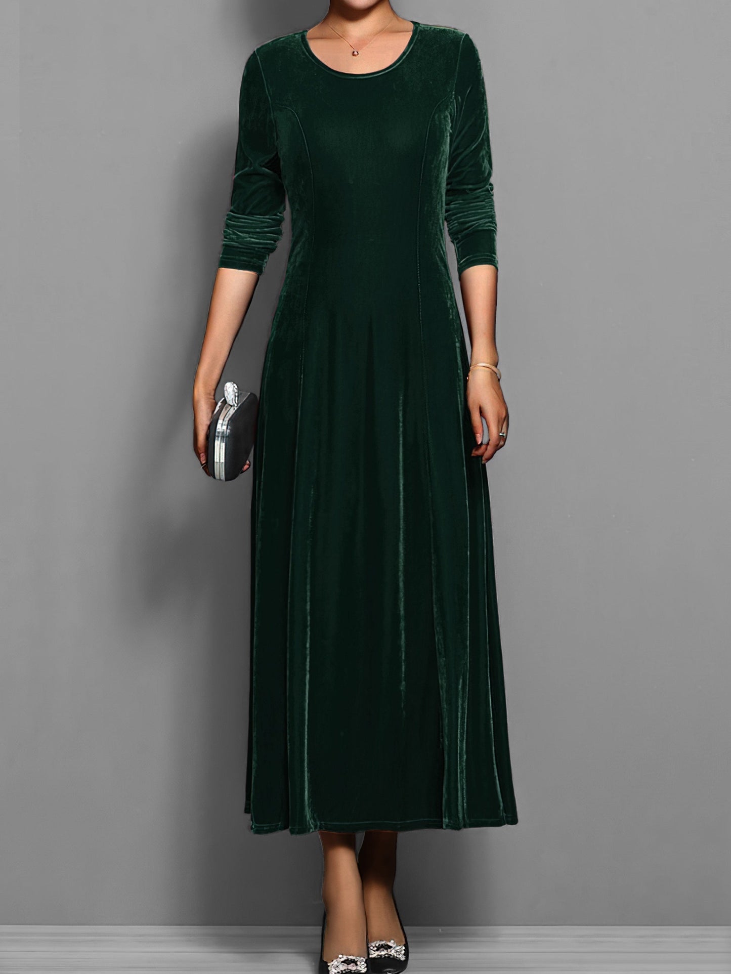 Women's Velvet Evening Midi Dress