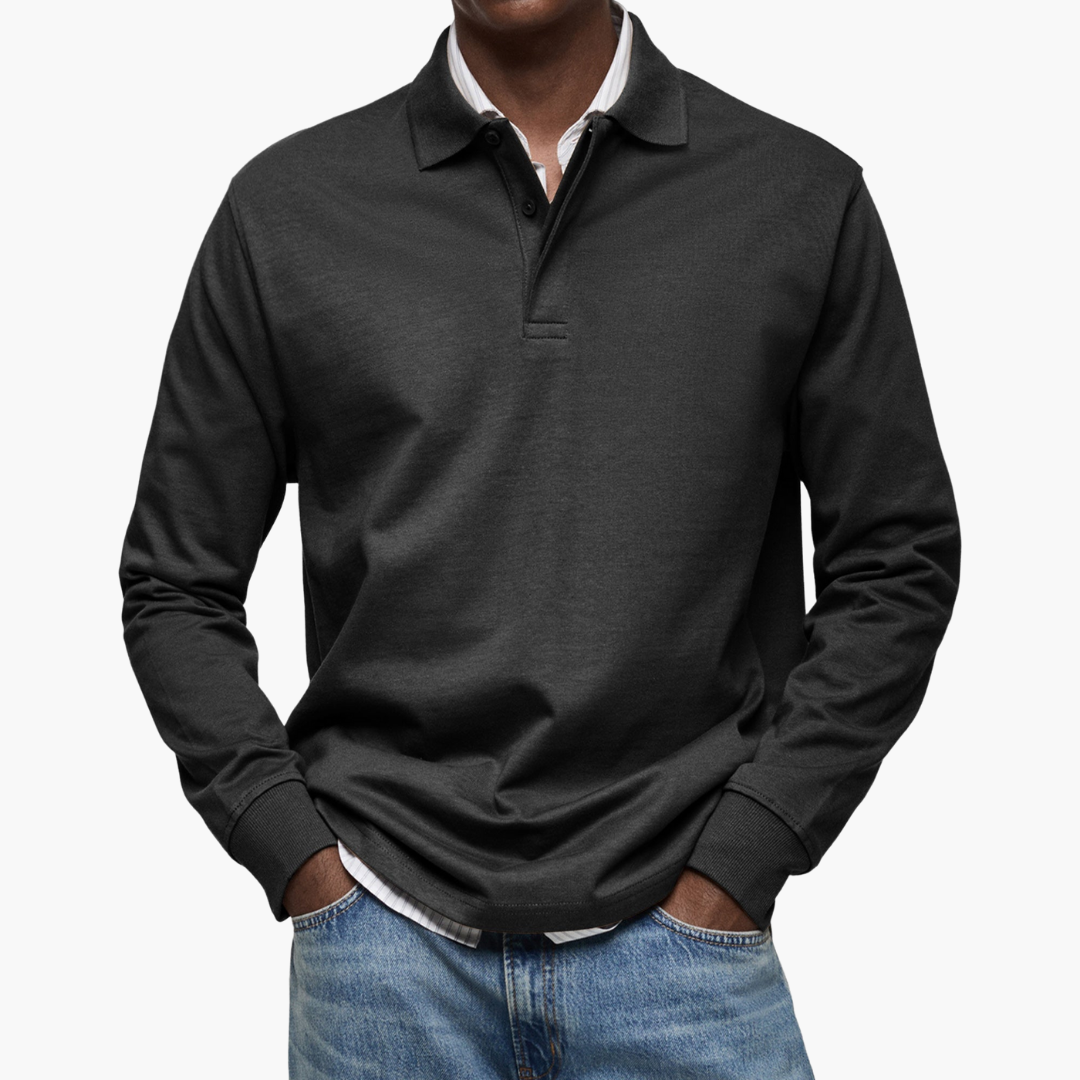 Liam Elegant Men's Long Sleeve Casual Polo Shirt