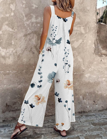 Women's Floral Print Summer Overalls Jumpsuit
