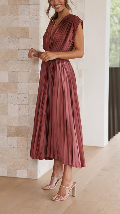 Women's Pleated Formal Evening Maxi Dress