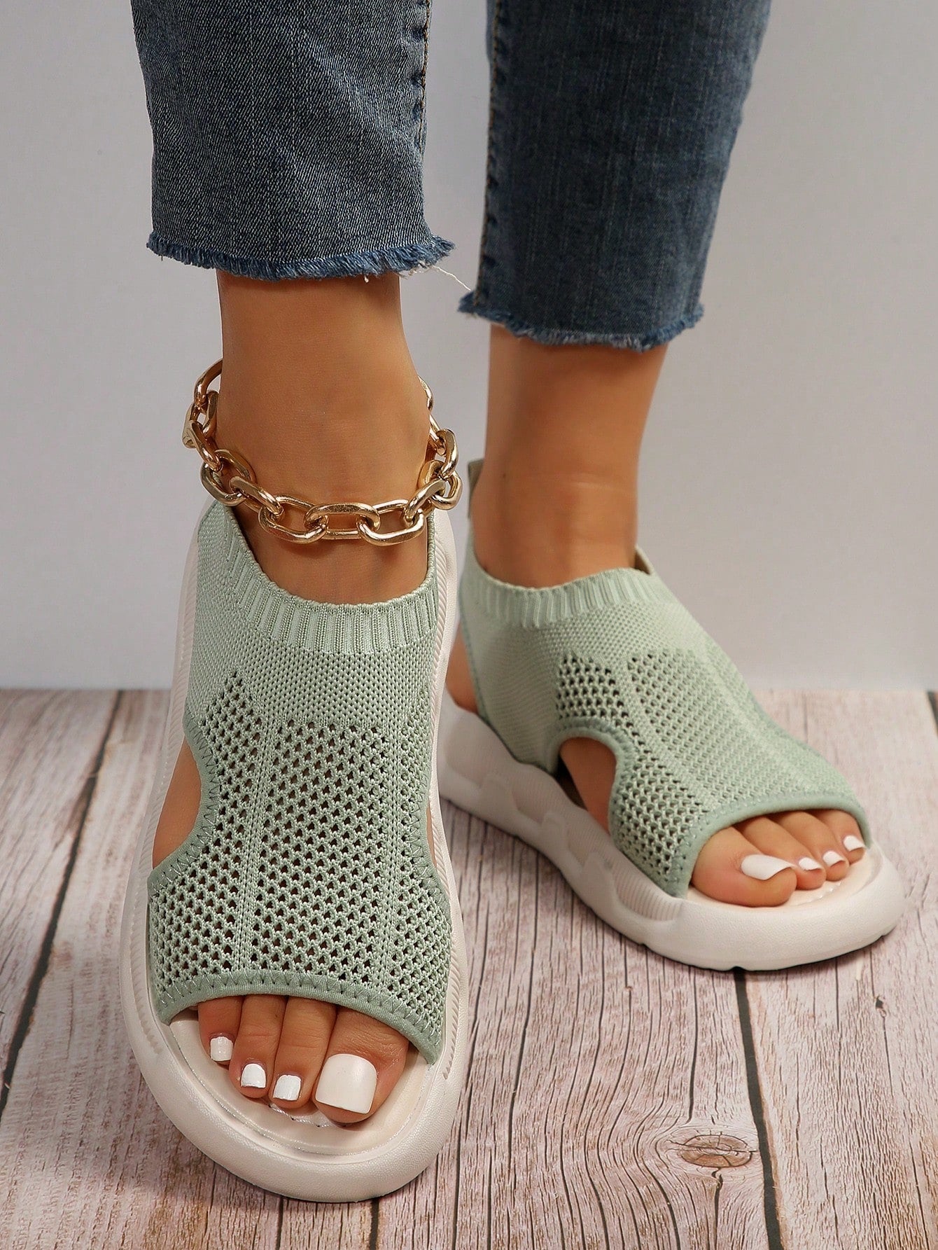 Women's Open Toe Slip-On Platform Sandals