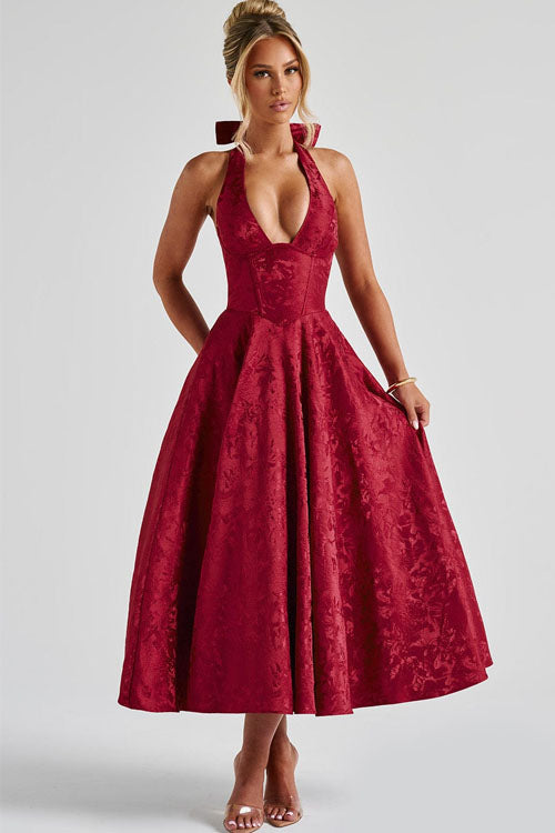 Women's Jacquard Formal Evening Maxi Dress