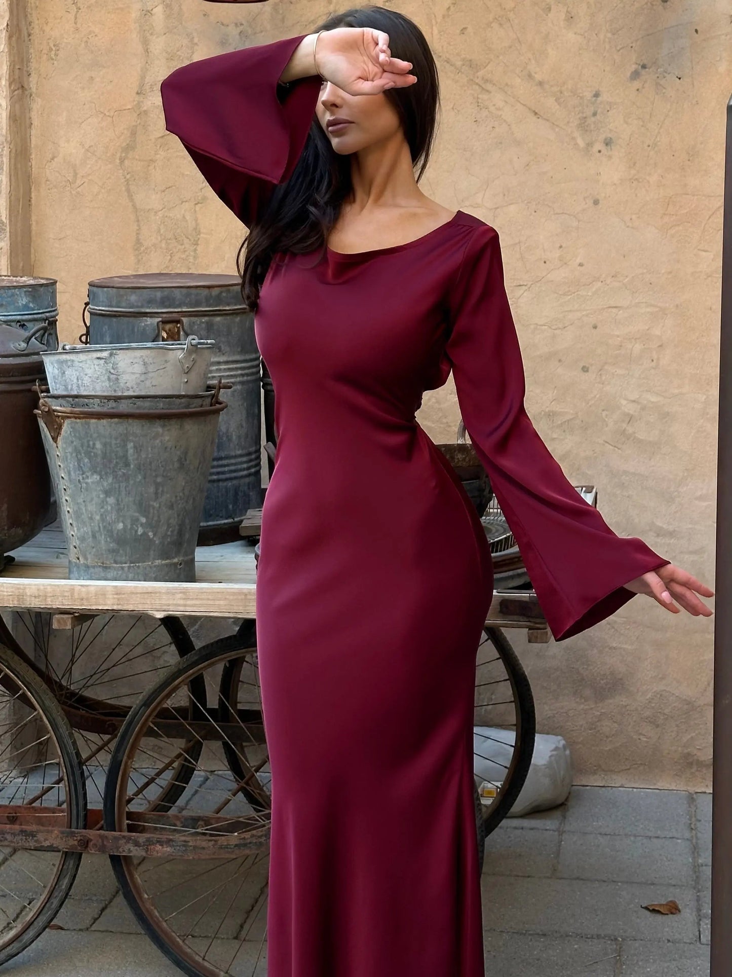 Women's Satin Formal Evening Maxi Dress