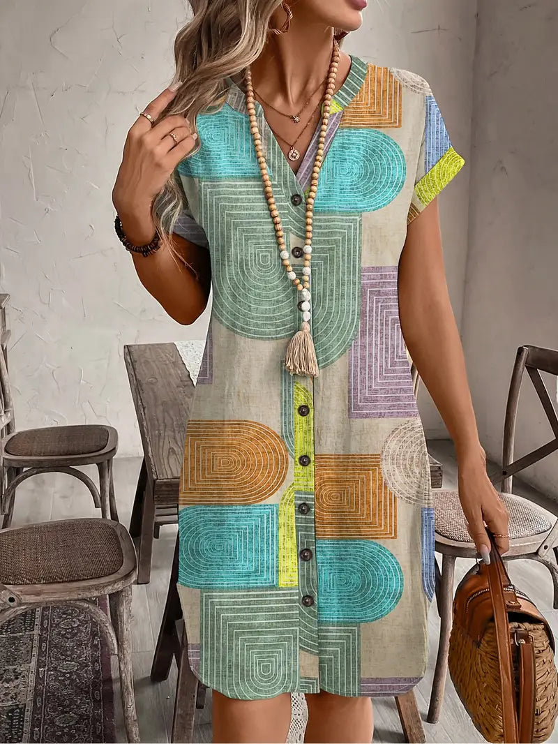 Women's Geometric Print Casual Mini Dress