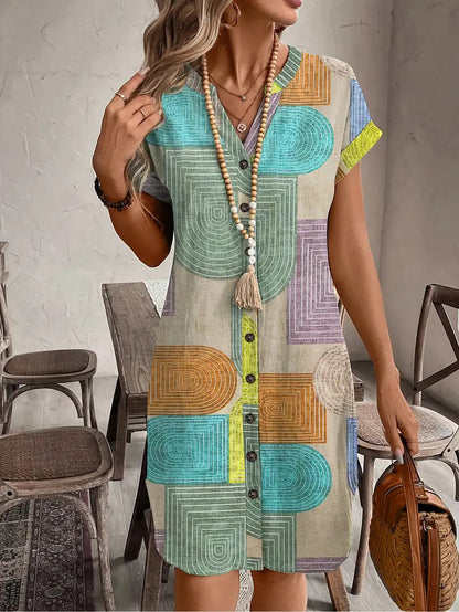 Women's Geometric Print Casual Mini Dress