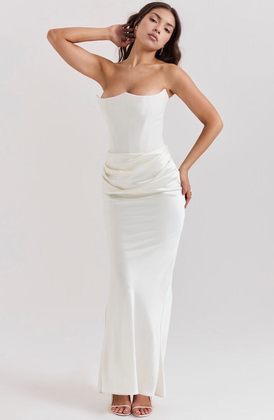 Women's Lace Strapless Evening Maxi Dress