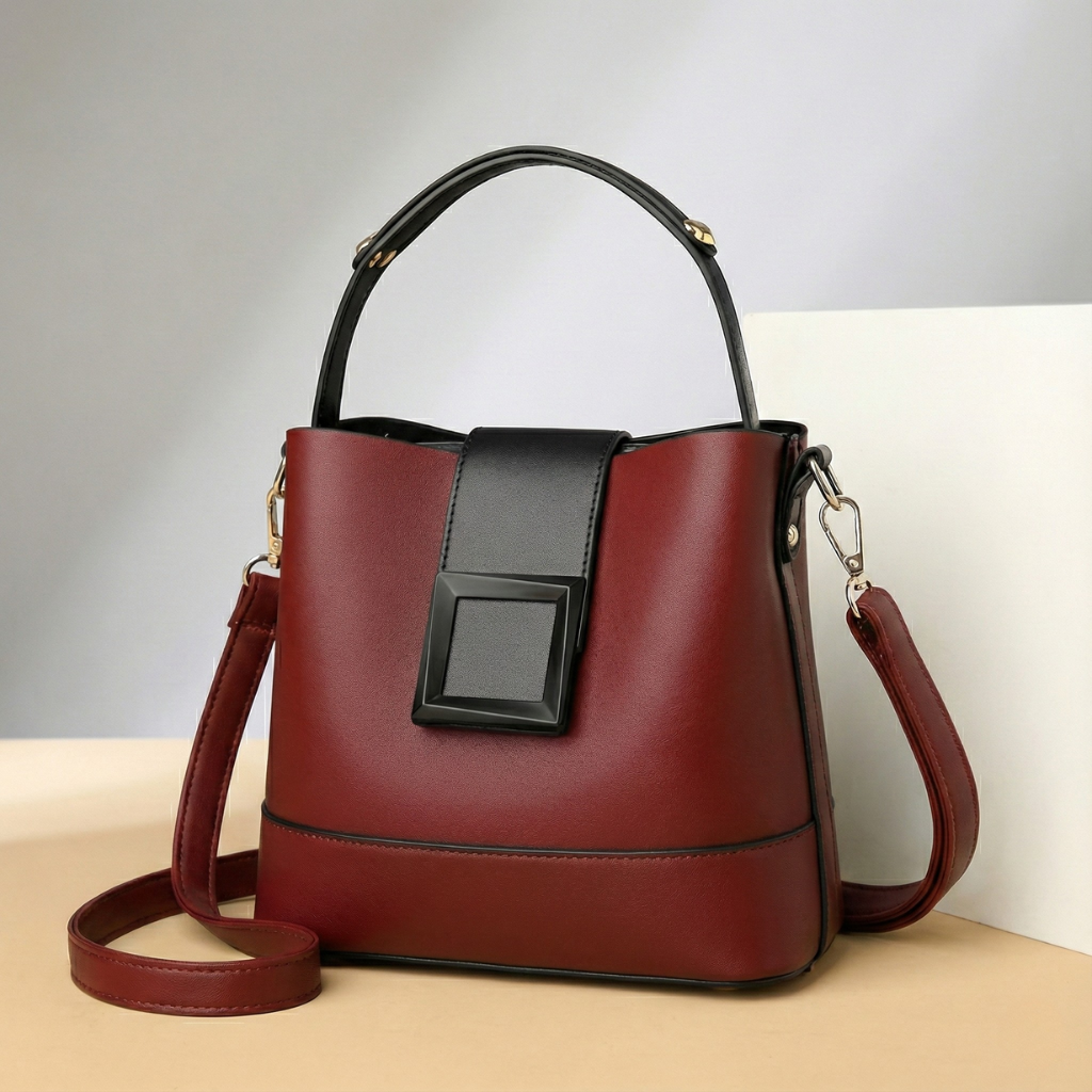 Celeste Leather Handbag with Gold Hardware