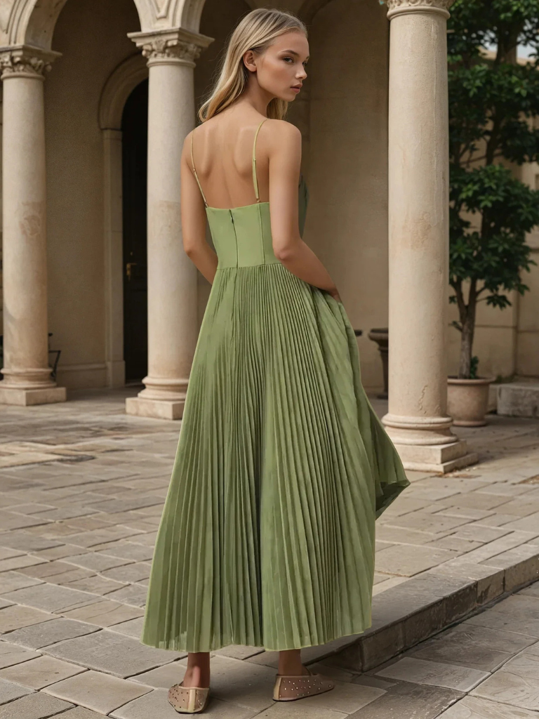 Women's Pleated Evening Maxi Dress