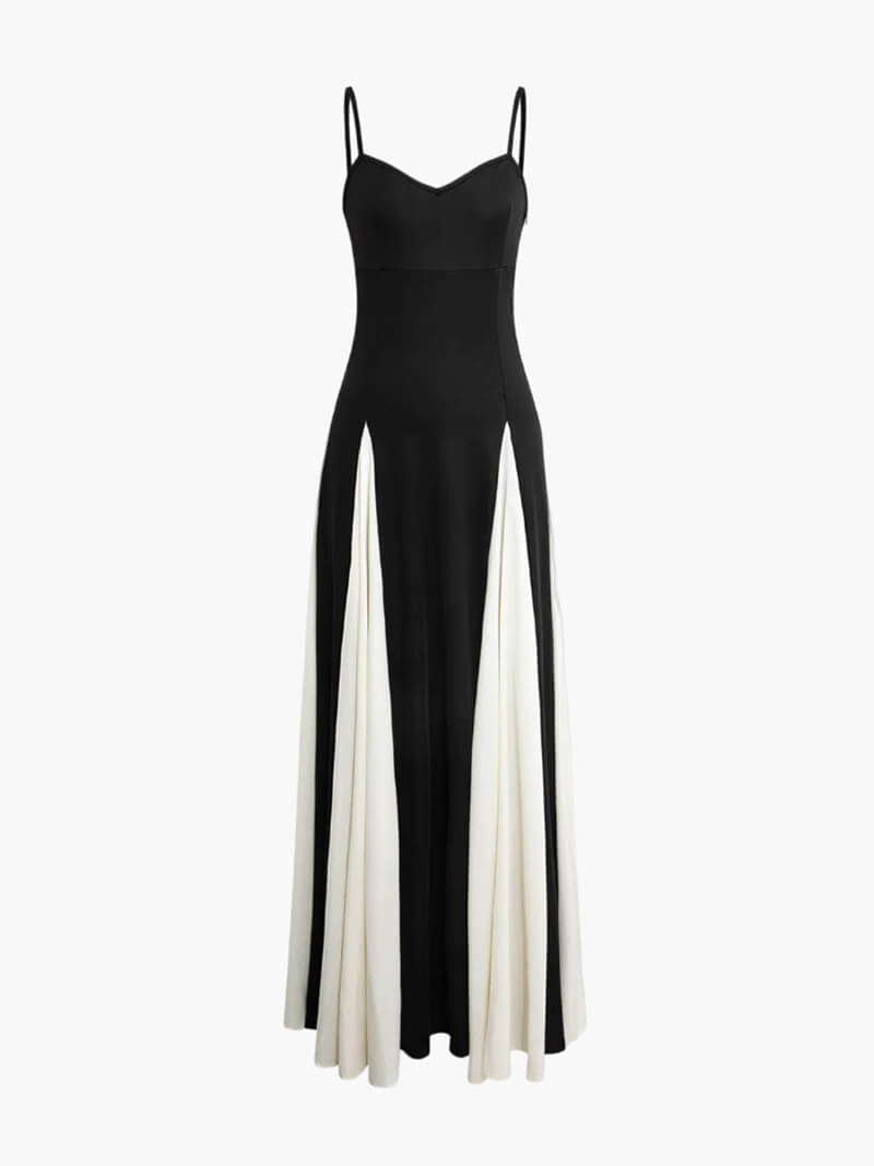 Women's Black and White Evening Maxi Dress