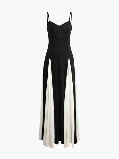 Women's Black and White Evening Maxi Dress