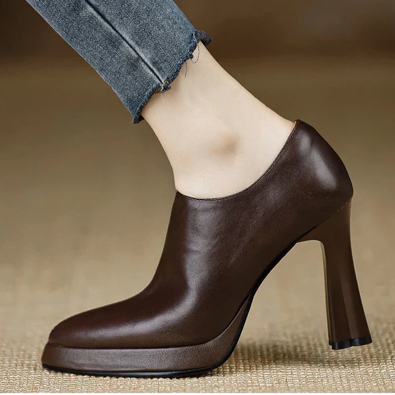 Women's High Heel Platform Block Heel Pumps Side Zip