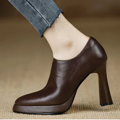 Women's High Heel Platform Block Heel Pumps Side Zip