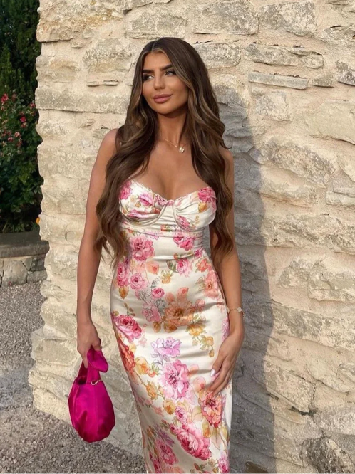 Women's Floral Wedding Guest Midi Dress
