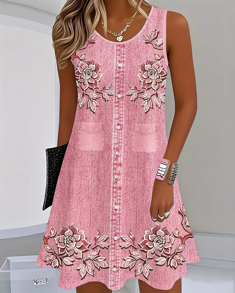 Women's Sleeveless Casual Evening Midi Dress