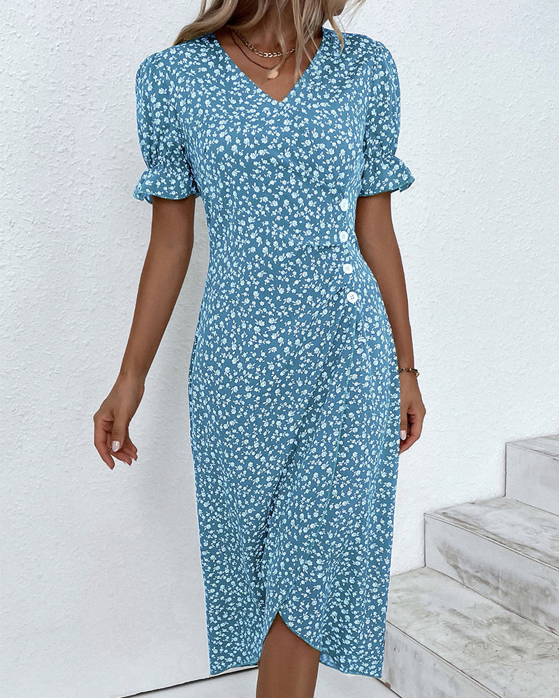 Women's V-Neck Casual Summer Midi Dress