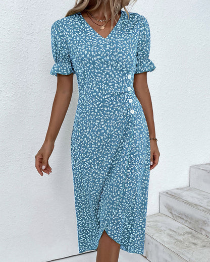 Women's V-Neck Casual Summer Midi Dress