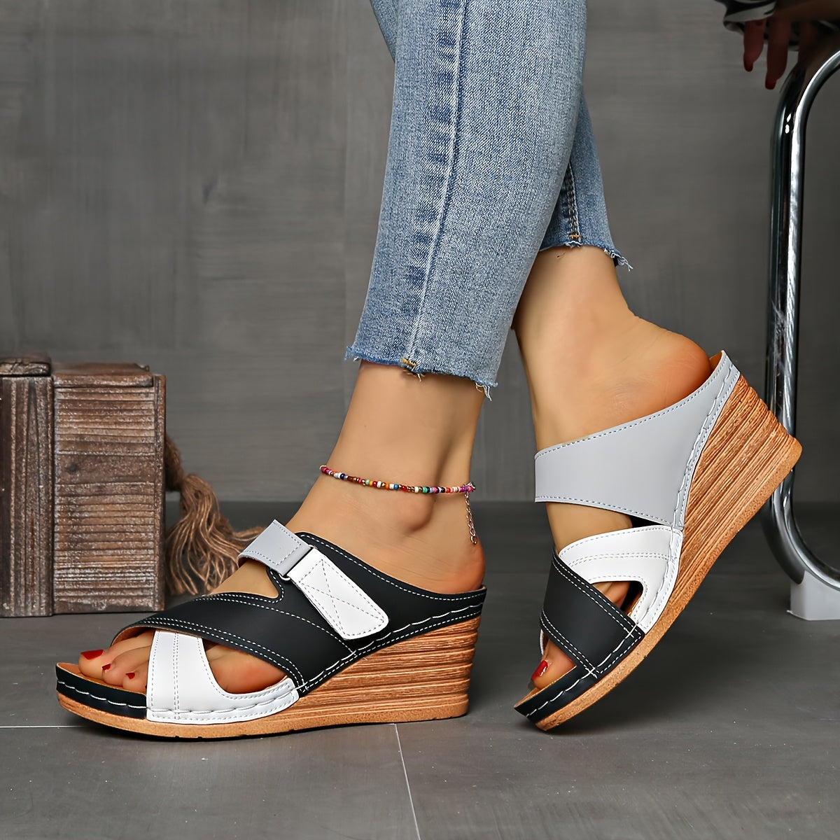 Women's Platform Wedge Slide Sandals