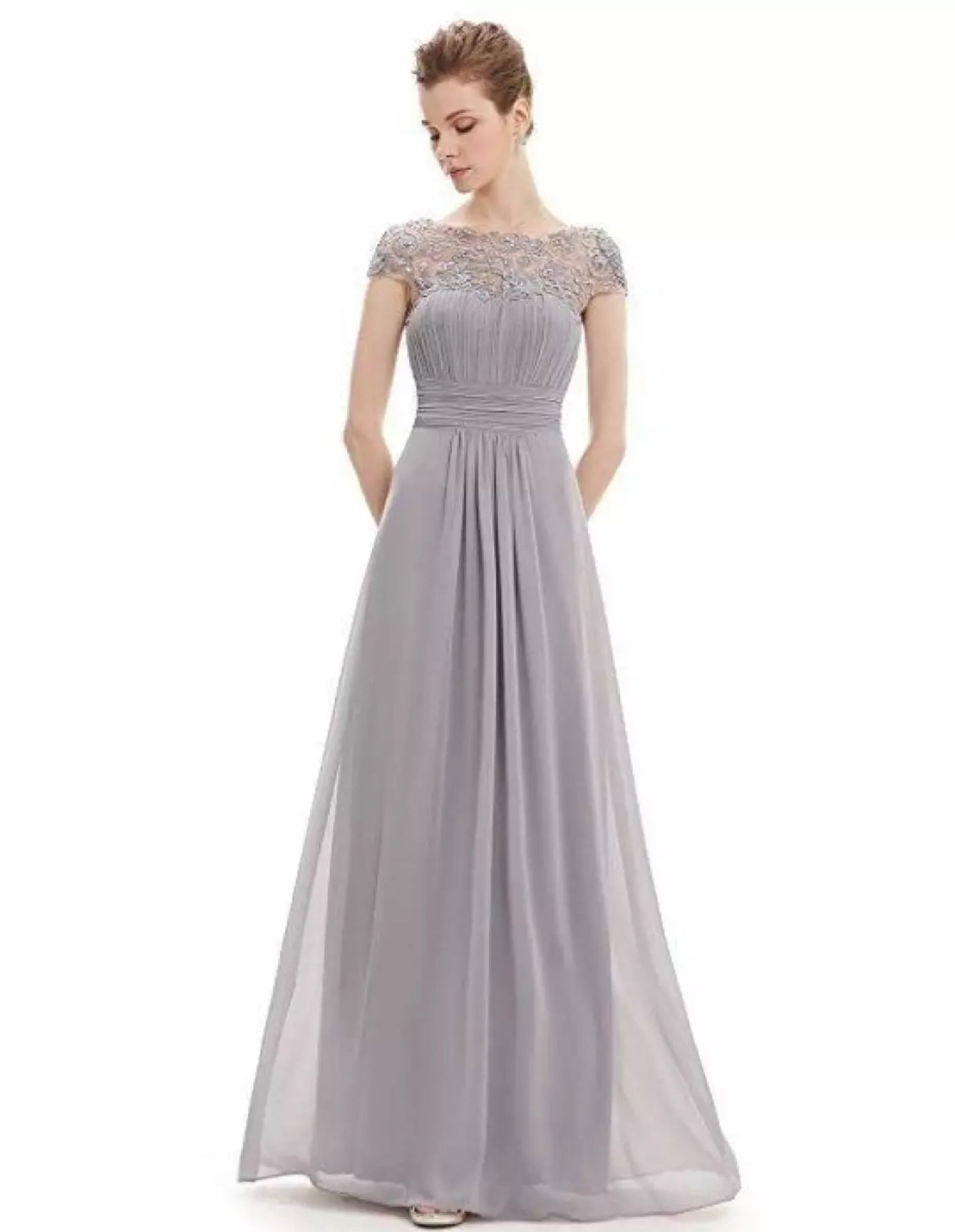 Women's Lace A-Line Wedding Guest Maxi Dress