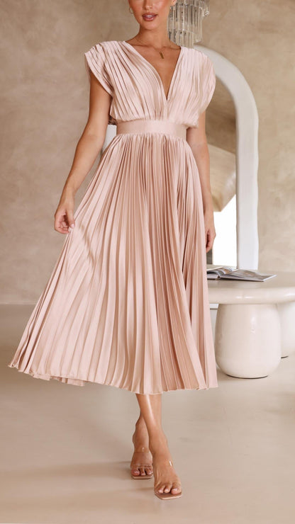 Women's Pleated Formal Evening Maxi Dress