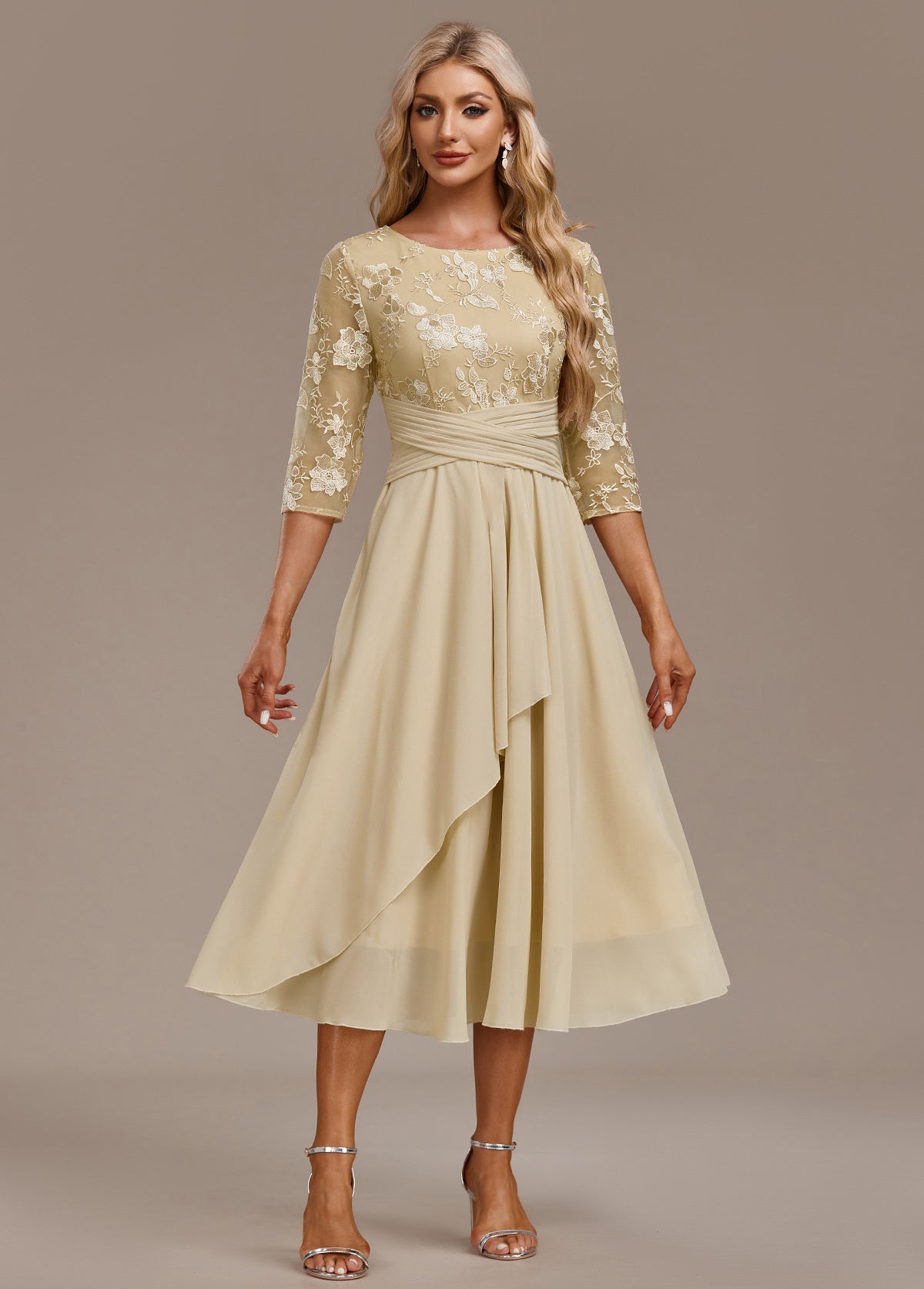 Women's Floral Embroidered Celebration Midi Dress