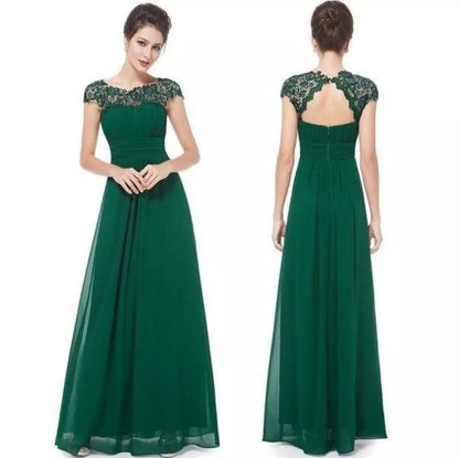 Women's Lace A-Line Wedding Guest Maxi Dress
