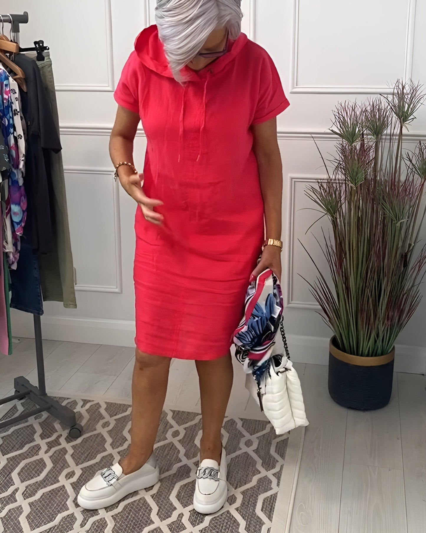 Women's Hooded Casual Everyday Midi Dress