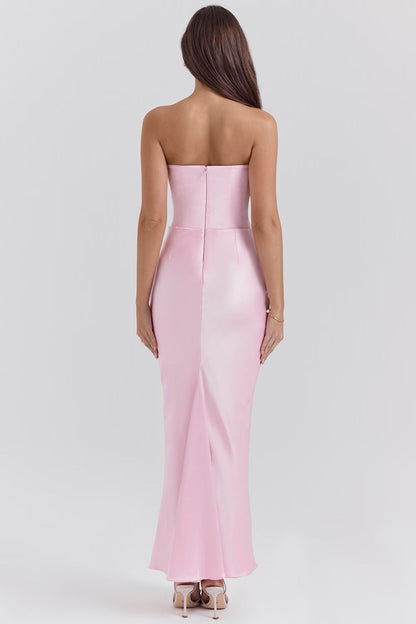 Women's Lace Strapless Evening Maxi Dress
